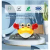 Favore del partito Cling Crab Giocattoli da bagnetto per bambini Fuggi maticamente Evita la camminata elettrica a mano Costruisci in batteria ricaricabile con musica e LED D Dhpef