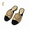 Slippers African style women's shoes metal rimmed Rhinestone slippers low heel women's sandals Wear women's shoes at the partyL240124