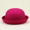 Berets Elegant Adults Solid Hat Roll Up Brim Panama Bowler Bucket Mens Womens Classic Wool Round Hats Cap Sun Unisex