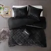 Hem Essence Alyssa Diamond Quilted Black Velvet 4 Piece DuVetset, Full/Queen