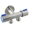 Robinets d'évier de salle de bains Valve triangulaire Robinet d'eau froide Douches Argent 1pc Double poignée Lavage en acier inoxydable de haute qualité