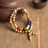 Strand OAIITE 6mm Natural Raw Mineral Picture Stone Beaded Multi-layer Bracelet 7 Chakras Energy Elastic For Men Women