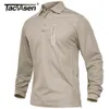 TACVASEN avec poches zippées T-shirts de travail tactiques pour hommes Polos haut de gamme à manches longues T-shirts Casual Golf Sports T-shirts Tops 240124