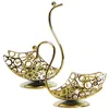 Ljusstakar ljus lyxig europeisk stil romantisk metall ihålig svan ljusstake ornament kopp två-stycke set dekor bröllop centerpieces