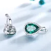 Urok Umcho Green Emerald Clip Clip Kolczyki Sterling Sier Kolczyki dla kobiet nowe modne owalne owę Birthstone Prezent biżuterii