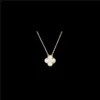 Original 1to1 Van C-A Grass Four Leaf High Edition Lucky Flower Clavicle Necklace Female Red Chalcedony 18k Rose GoldBX87