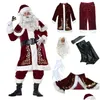 Weihnachtsdekorationen 9 Stück Veet Deluxe Weihnachtsmann Vater Cosplay Anzug Kostüm Adt Fancy Dress Fl Set Sets Drop Lieferung Dhhyv