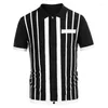 Polos Męskie T-shirt z krótkim rękawem Summer Urban Youth Fashion Proste paski Slim Lapel Duży rozmiar