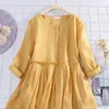 Plus storlek 4xl Casual Women's Dress Summer Overized Cotton Linen Long Shirt Kaftan Dress Vintage Boho Loose Party Midi Dress 240124