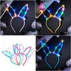 Décoration de fête Enfants Adts Bunny Ears LED Clignotant Glow Bandeau Bandeau Femmes Bar KTV Discothèque Robe Décor Fournitures Drop Livraison H OTCNL