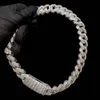 Luxury Jewellery Hip Hop Icy Diamond Cz Iced Out 18mm Big Thick Chunky Heavy Curb Cuban Link Chains Bracelet Necklace