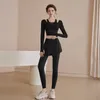 lu Camicia da yoga da donna Completo manica lunga Girocollo Traspirante Senza cuciture Donna Fintness Palestra Maglietta estiva corta e attillata 3302