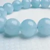 Brin 13mm véritable pierres précieuses bleues naturelles pierre Bracelet à breloques extensible femmes Femme perle de cristal ronde transparente