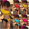 Two-Pieces Sfit Summer Baby Girls Bikini Set Two Pieces Swimsuit Family Matching Mother Swimwear Beach Ruffle Bow Costume Bathing Su Otuzg