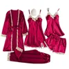 Vêtements de nuit pour femmes 5 pcs / ensembles de pyjamas de pyjamas Set Nightgown NightRss Shorts Pantal