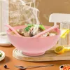 Ciotole 1 set di ciotole per ramen decorative con coperchio e bacchette per servire pasta