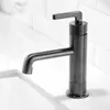 Rubinetti per lavandino del bagno Rubinetto per lavabo Maniglia singola in oro spazzolato di lusso e materiale in ottone freddo Nero Grigio Montaggio su piattaforma