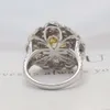 Paston smycken 9mm 3ct gul moissanite hjärta form lyxig silver halo ring vit guld pläterade kvinnor flickans förlovningsring