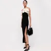 Casual Dresses Semmer Arrivals Black Color Sleeveless Women Sexy Off-The-Shoulder Slit Bandage Bodycon Dress Elengant Evening Party