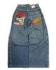 Jeans pour hommes JNCO Harajuku Street Pocket Brodé Baggy Denim Pantalon à jambes larges Homme Hip Hop Rétro Mode Taille haute Droite