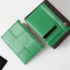 2024デザイナーブースの女性財布緑の編組スクエアジッパーカードホルダーブースコイン財布カードスロット高品質の男性革ハンドバッグブース