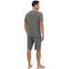 Herren-Nachtwäsche für Herren, Frühling und Sommer, atmungsaktiv, zweiteilig, Pyjama, Homewear, solide Unisex-Pyjamahose, 6 Schaumstoff-Zehenband, große und große Shorts