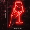 LED Neon Sign Red Wine Glass Neon Sign Wine Glass Light LED Light Wall Decor Stuff USB Lamp for Bar Club Bedroom Hotel Pub Party YQ240126