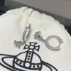 Créateur Viviane Westwoods Vivienen impératrice douairière Vivienne plein diamant 3d Saturne doux Cool amour bague boucles d'oreilles 55545