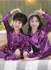 Kids Button Up Satin Pajamas Outfits Toddler Baby Boy Girl Silk Pajamas Pyjamas Satin Set Child Sleepwear Nightgown 240123