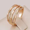 Band Rings Wbmqda Unique 585 Rose Gold Color Geometric Line Zircon Ring For Women Modern Creative Design New Fashion Jewelry 2023 Trending 240125