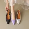 Robe chaussures design classique femmes slingback pompes noir daim travail formel stilettos 2024 printemps violet talons hauts sandales femininos