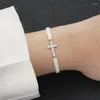 Länkarmband aomu rostfritt stål kors charms armband justerbart handgjorda vävda rep för kvinnor män smycken valentins dag gåvor