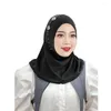 Ubranie etniczne muzułmańskie hidżab w TUEB TUEB TURBAN PRZYJACKA NAPIĘKOWA NA WIERE One Piece Amira Pearls Peads Head Spiar Instant Shal