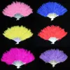 10 colores abanico de plumas plegable decoración de fiesta de mano estilo chino vintage danza boda artesanía plumas suaves abanicos de baile plegables 0126