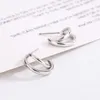 Серьги-гвоздики из стерлингового серебра S925, двухслойные C-образные для женщин, нишевый дизайн, минималистичный универсальный вариант для летних студентов