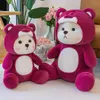 Bonito dos desenhos animados urso brinquedos de pelúcia figuras 28cm urso macio no traje pelúcia animal plushies bonecas travesseiros presentes por atacado para crianças adultos