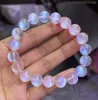 Strand Natural Blue Light Moonstone Clear Beads Bracelet Women Men 11mm Stretch Crystal Round