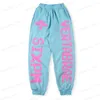 Calças masculinas vertabrae sweatpants moda americana high street vintage solto 1 1 calças casuais masculinas e femininas t240126