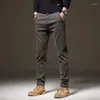 Pantaloni da uomo Autunno Inverno Uomo di alta qualità Elastico in vita Slim Thick Coffee Twill Pantaloni cargo di marca Maschile Plus Size 28-38
