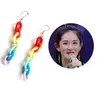 Cute Acrylic Rainbow Chain Earring for Women Handmade Long Colorful Dangle Ear Clip Hook Earrings Club Charms Jewelry Accessories Wholsale Price