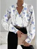 Camicette da donna Camicetta casual con stampa floreale Office Lady Business Manica lunga con scollo a V Top larghi