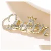 Pins Broches Queens Letter Broche Nieuwe hoogwaardige kwaliteit Crown Anti Glare Water Diamond Minimalistisch 10 stks / partij Drop Delivery Dhasv