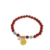 ارتباط أساور ٢٠٢٤ دراغون سنة سوار أنثى تقليد أحمر العقيق الكريستال الصيني Zodiac Jewelry Bracciale portafortive