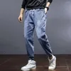 Men's Jeans Men Drawstring Elastic Waist Loose Cargo Pants Streetwear Spring Autumn Ankle Tied Denim Baggy Trousers For Daily Wear