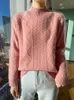 Kadın Sweaters Sonbahar Kış Kadınlar Kalın Küley Kazan Sweater Merino Yün Twist Argyle Mock Boyun Kaşmir Knaklı Jumper Kore Moda Tops