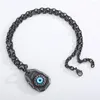 Pendentif Colliers 2024 Vintage Wishing Stone pour hommes en acier inoxydable "O" Link Chain Devil's Eye Long Collier Punk Bijoux