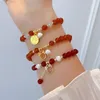 ارتباط أساور ٢٠٢٤ دراغون سنة سوار أنثى تقليد أحمر العقيق الكريستال الصيني Zodiac Jewelry Bracciale portafortive