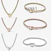 2023 New Gold Bracelet Heart Buckle Necklace for Women Fashion Luxury Party Gift Diy Fit Pandoras Bracelets High Quality Necklaces with Box PVNB