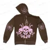 Sweats à capuche pour hommes Sweatshirts Femmes Strass Spider Skull Print Streetwear Sweats à capuche Femmes Manteau Goth Harajuku Y2k Vêtements esthétiques Grunge Punk Jacket Zip-up T240126