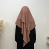 Ropa étnica Ramadán Doble capa Khimar Bufanda de gasa Musulmanas Mujeres Oración Ropa Islámica Larga Hijab Eid Árabe Niqab Nikab Amira